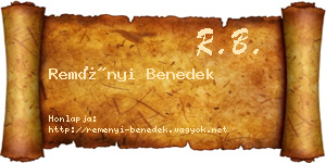 Reményi Benedek névjegykártya